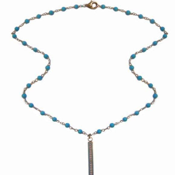 Jill Alberts Jewelry - Jill Alberts 14K Vintage Bar Pin Turquoise Necklace